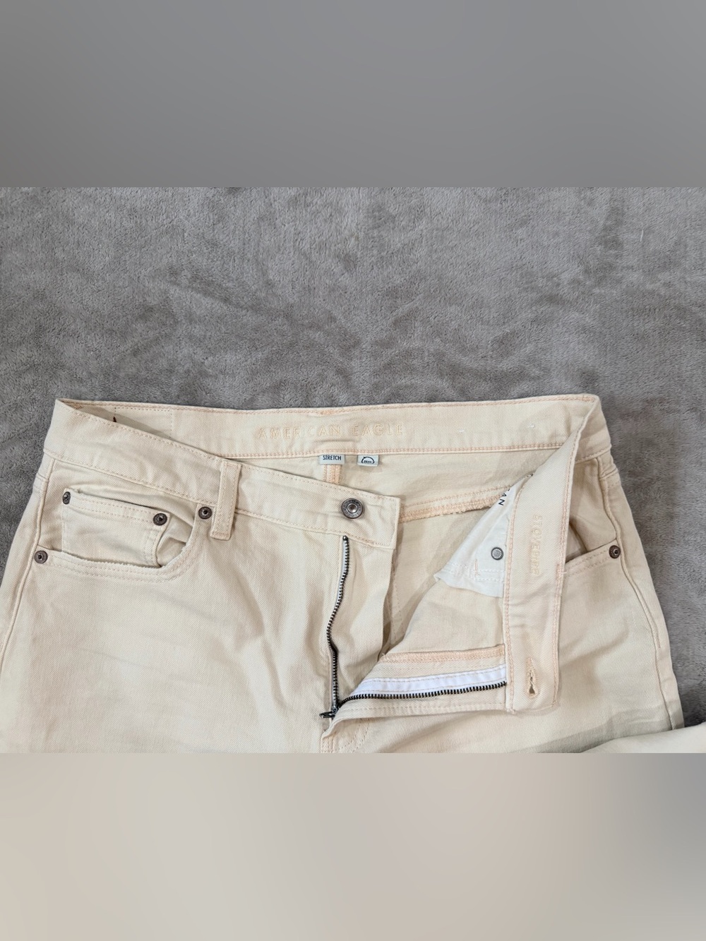 AE Cream Wide Leg Pants Size 12 Neutral Minimalist 90s, Baggy, Y2K - Picture 6 of 11